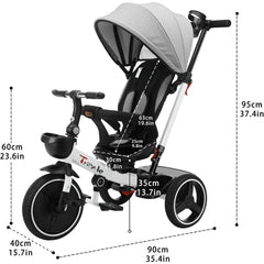 Tricycle Premier Âge "Capucine" - 5 en 1, sécurisé, confortable et évolutif