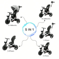 Tricycle Premier Âge "Capucine" - 5 en 1, sécurisé, confortable et évolutif