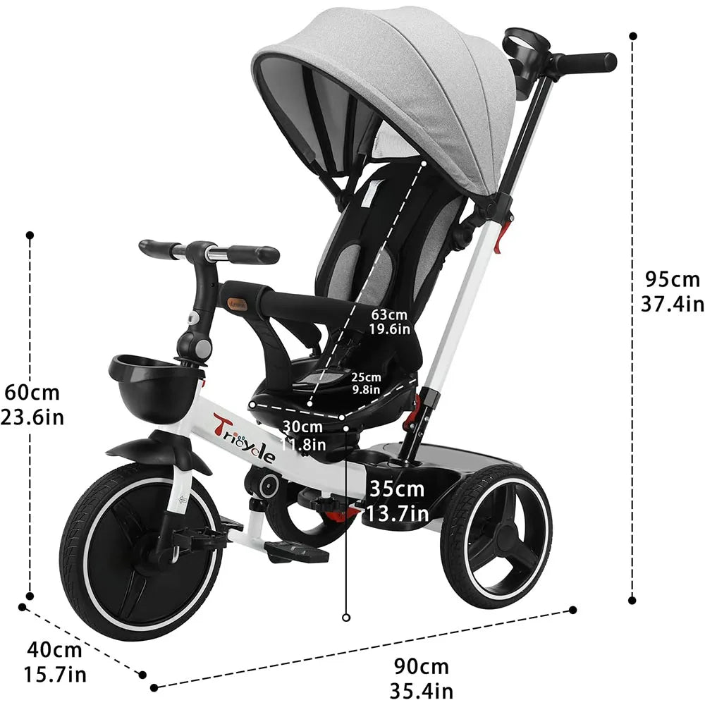 Tricycle Premier Âge "Capucine" - 5 en 1, sécurisé, confortable et évolutif