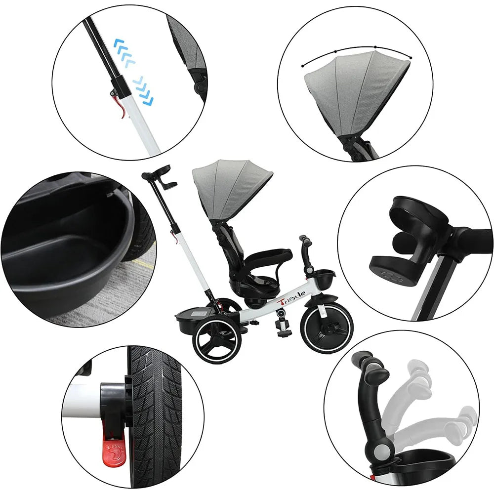 Tricycle Premier Âge "Capucine" - 5 en 1, sécurisé, confortable et évolutif