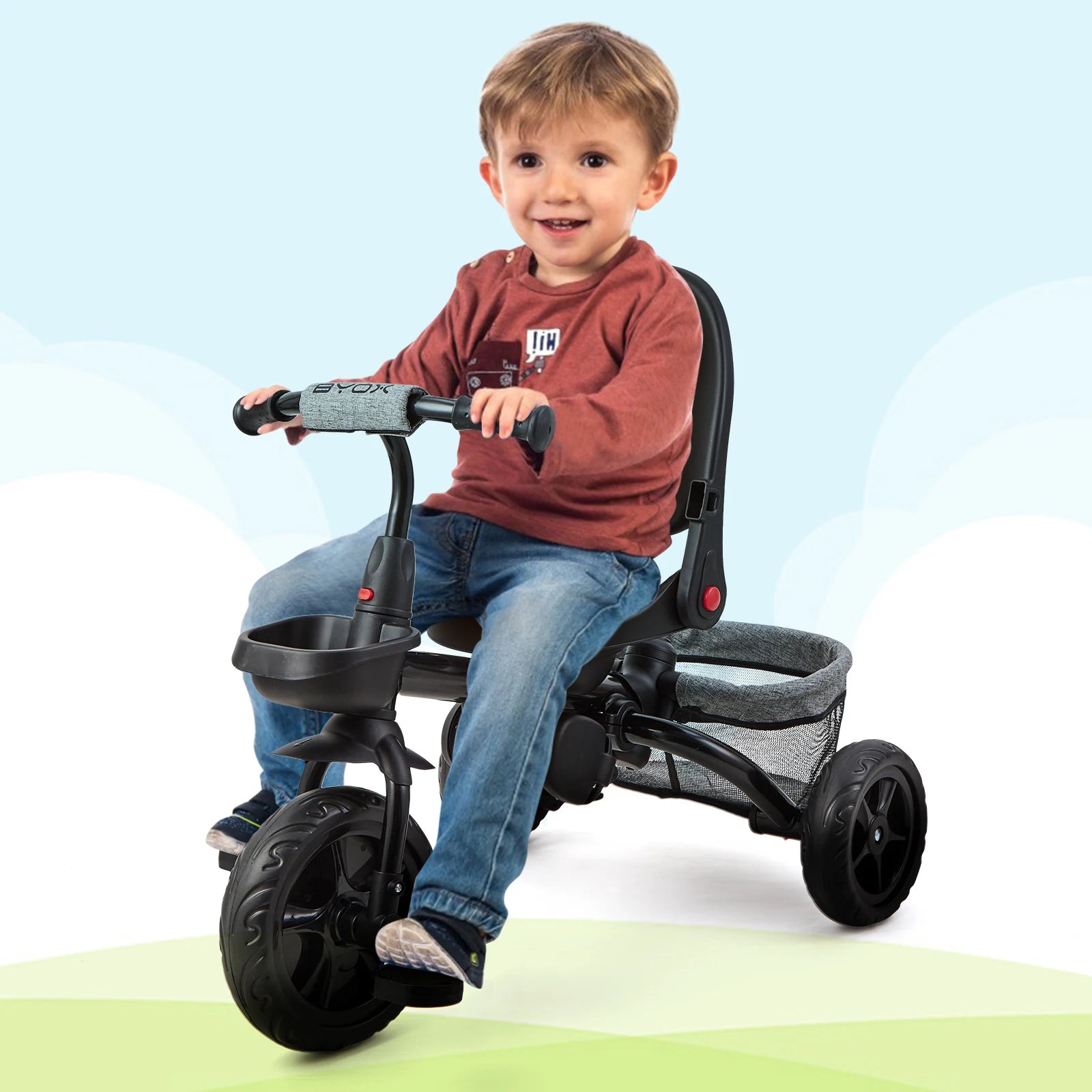 Tricycle 6 en 1 Premier Âge "Mallory" - Sécurisé, Evolutif et Pliable dès 10 mois